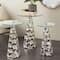 Silver Accent Table with Tempered Glass Tabletops Set